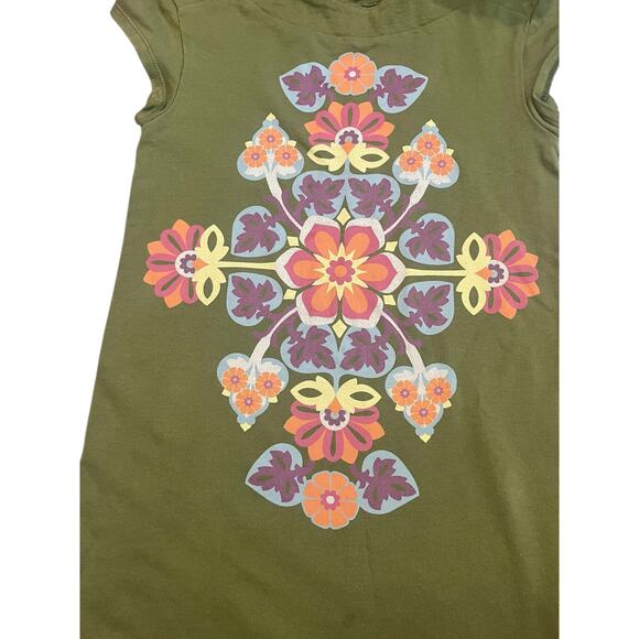 Tea Collection Girls’ Dress | Size 7 | Olive Green Floral Print | 100% Cotton - Picture 5 of 5